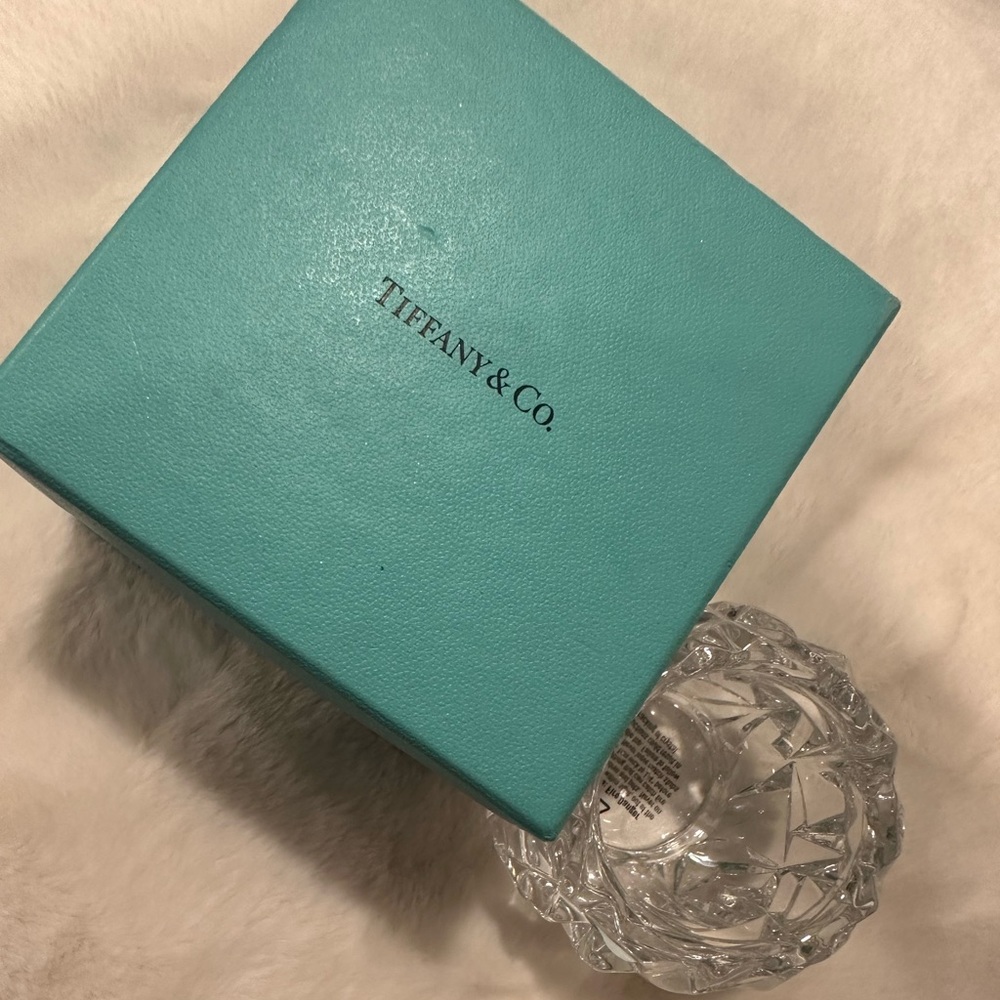 Tiffany & Co Rock Cut Votive 2.75 H Candle Holder with Tiffany etching and box - Picture 4 of 8